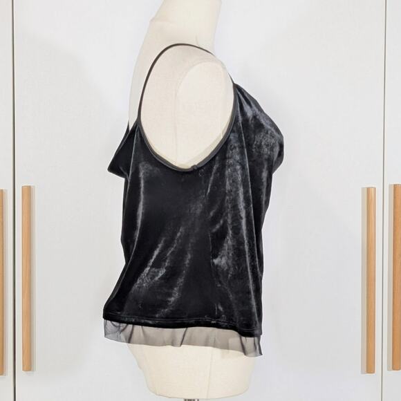 Maeve Black Velvet Cowl Neck Cami Tank Top Luxe Y2K Dark Romantic Whimsy Medium - Picture 4 of 7